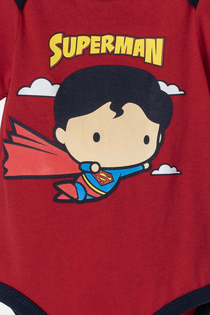 BODY DE SUPERMAN MANGA CORTA ROJO Y AZUL PARA BEBÉ NIÑO
