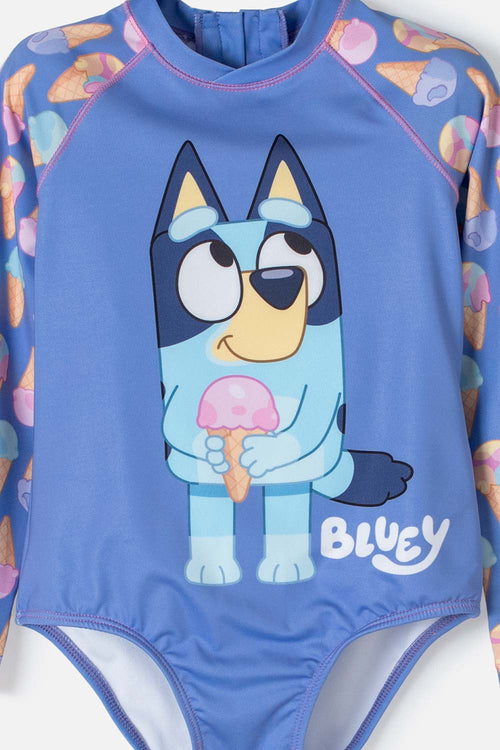 Card slide image -  VESTIDO DE BAÑO DE BLUEY MULTICOLOR MANGA LARGA PARA NIÑA 2T A 6T