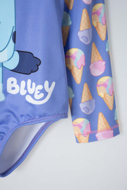 VESTIDO DE BAÑO DE BLUEY MULTICOLOR MANGA LARGA PARA NIÑA 2T A 6T