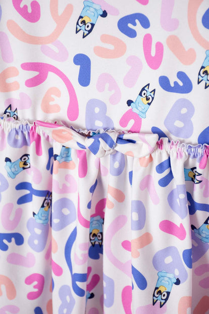 VESTIDO DE BLUEY MULTICOLOR MANGA CORTA PARA NIÑA 2T A 6T