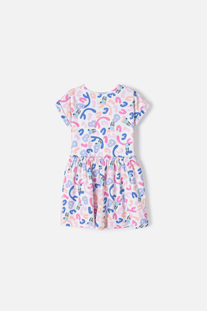 VESTIDO DE BLUEY MULTICOLOR MANGA CORTA PARA NIÑA 2T A 6T