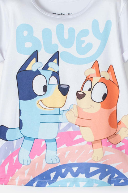 CAMISETA DE BLUEY BLANCA MANGA CORTA PARA NIÑA 2T A 5T
