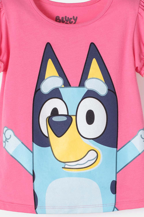 Card slide image -  CAMISETA DE BLUEY ROSADA MANGA CORTA PARA NIÑA 2T A 6T