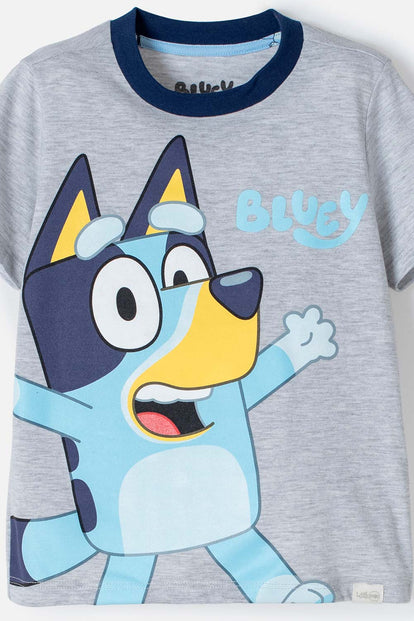 PIJAMA DE BLUEY AZUL Y GRIS MAGA CORTA PARA NIÑO 2T A 6T