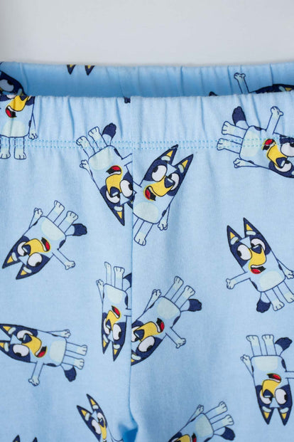 PIJAMA DE BLUEY AZUL Y GRIS MAGA CORTA PARA NIÑO 2T A 6T