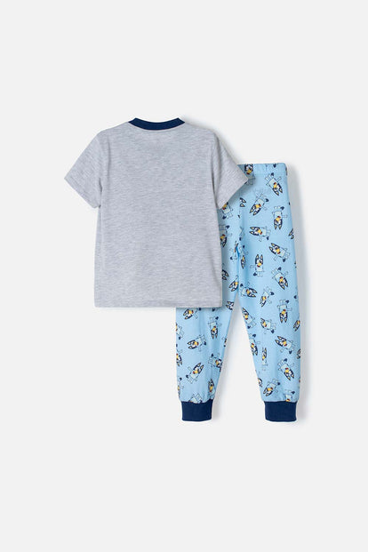 PIJAMA DE BLUEY AZUL Y GRIS MAGA CORTA PARA NIÑO 2T A 6T