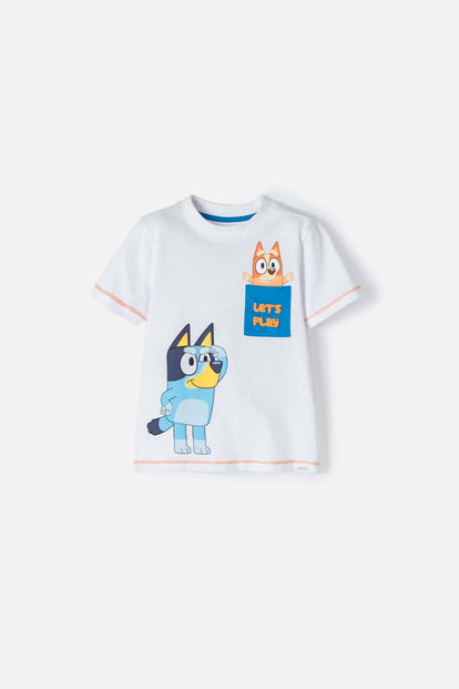  CAMISETA DE BLUEY BLANCA MANGA CORTA PARA NIÑO 2T A 5T