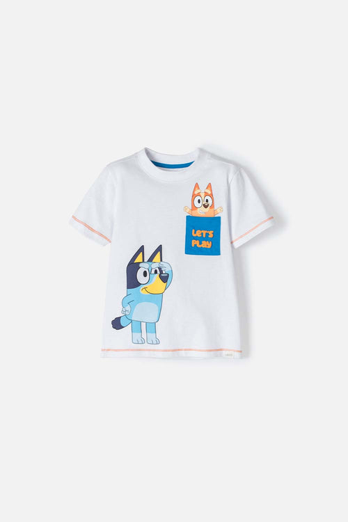 Card slide image -  CAMISETA DE BLUEY BLANCA MANGA CORTA PARA NIÑO 2T A 5T