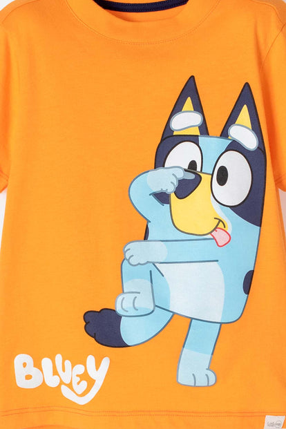 CAMISETA DE BLUEY NARANJA MANGA CORTA PARA NIÑO 2T A 6T