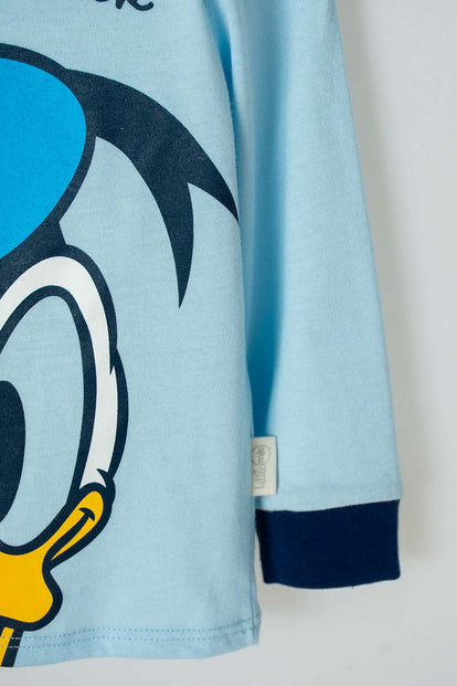 PIJAMA PATO DONALD CON PANTALÓN LARGO AZUL PARA BEBÉ NIÑO