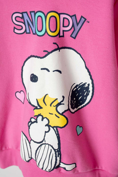 BUZO DE SNOOPY CON CAPUCHA ROSADO PARA NIÑA 2T A 5T