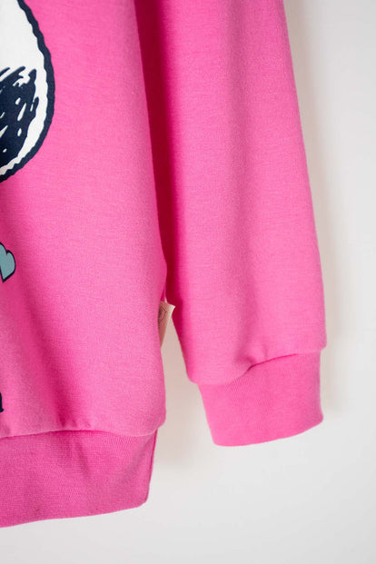 BUZO DE SNOOPY CON CAPUCHA ROSADO PARA NIÑA 2T A 5T