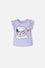 CAMISETA DE SNOPPY MANGA CORTA LILA PARA NIÑA 2T A 5T