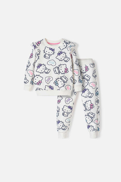  CONJUNTO DE HELLO KITTY CON PANTALÓN MARFIL PARA NIÑA 2T A 5T