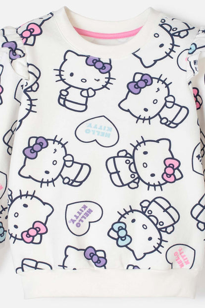 CONJUNTO DE HELLO KITTY CON PANTALÓN MARFIL PARA NIÑA 2T A 5T