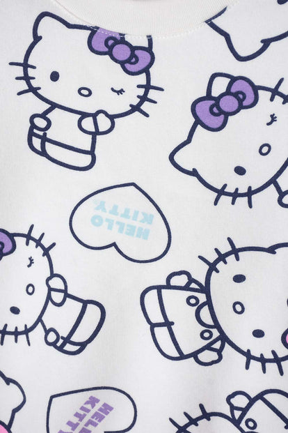  CONJUNTO DE HELLO KITTY CON PANTALÓN MARFIL PARA NIÑA 2T A 5T