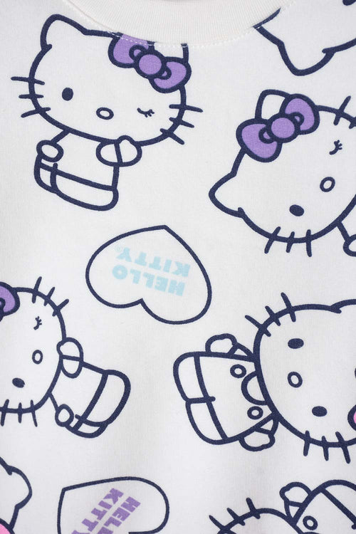 Card slide image -  CONJUNTO DE HELLO KITTY CON PANTALÓN MARFIL PARA NIÑA 2T A 5T