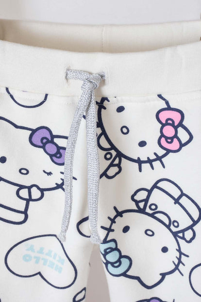 CONJUNTO DE HELLO KITTY CON PANTALÓN MARFIL PARA NIÑA 2T A 5T