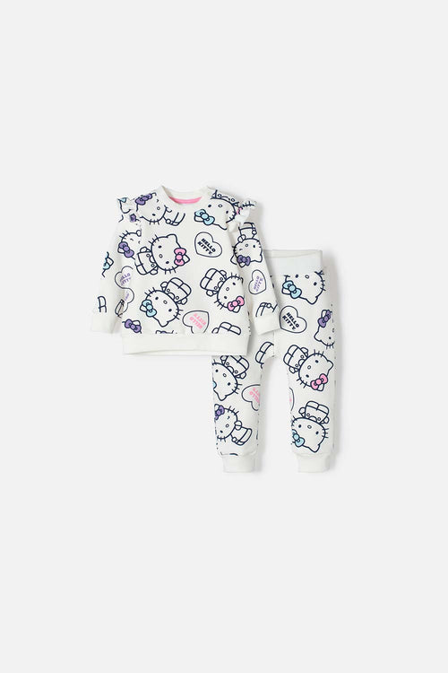Card slide image -  CONJUNTO HELLO KITTY PANTALÓN LARGO MARFIL PARA BEBÉ NIÑA