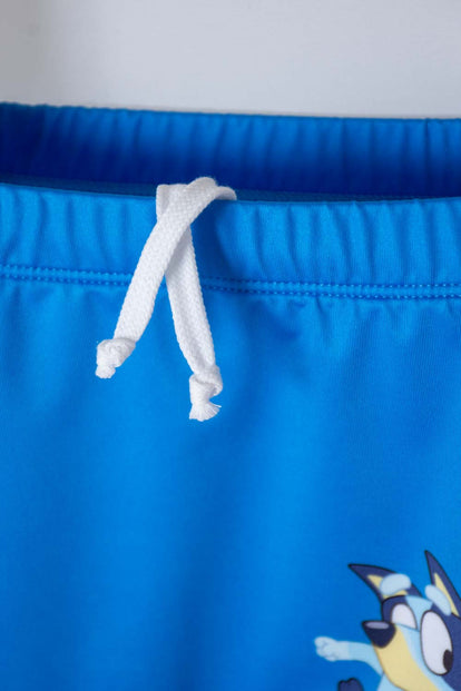 CONJUNTO DE BAÑO DE BLUEY AZUL Y NARANJA MANGA LARGA PARA NIÑO 2T A 6T