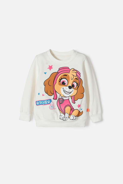  BUZO DE PAW PATROL CERRADO MARFIL PARA NIÑA 2T A 5T