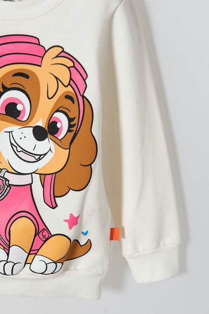  BUZO DE PAW PATROL CERRADO MARFIL PARA NIÑA 2T A 5T