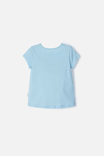 CAMISETA DE STITCH MANGA CORTA AZUL PARA NIÑA 2T A 5T