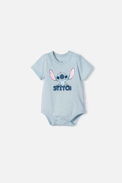  BODY DE STITCH MANGA CORTA AZUL PARA BEBÉ NIÑA