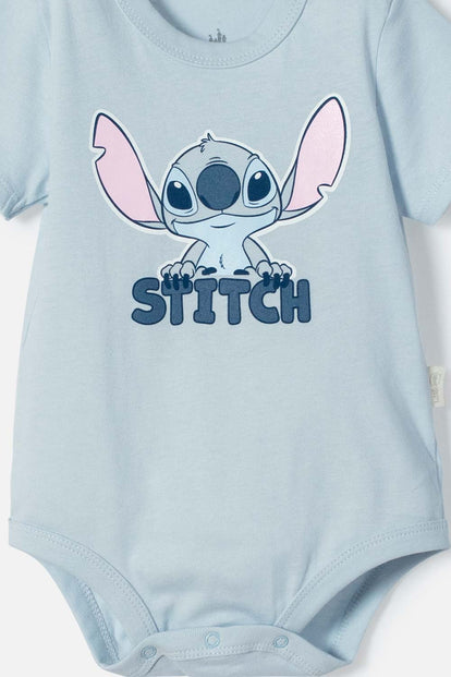  BODY DE STITCH MANGA CORTA AZUL PARA BEBÉ NIÑA