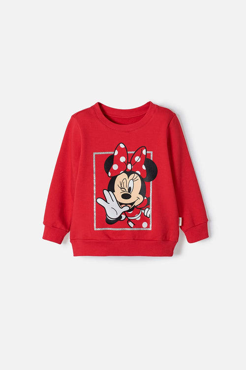 BUZO DE MINNIE MOUSE CERRADO ROJO PARA NIÑA 2T A 5T
