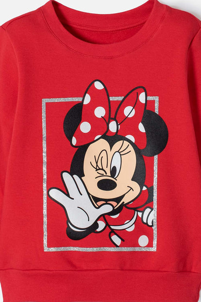 BUZO DE MINNIE MOUSE CERRADO ROJO PARA NIÑA 2T A 5T