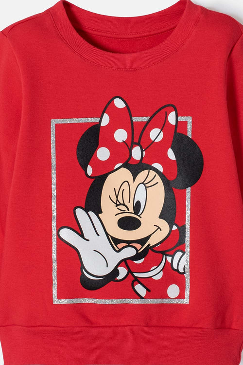 BUZO DE MINNIE MOUSE CERRADO ROJO PARA NIÑA 2T A 5T