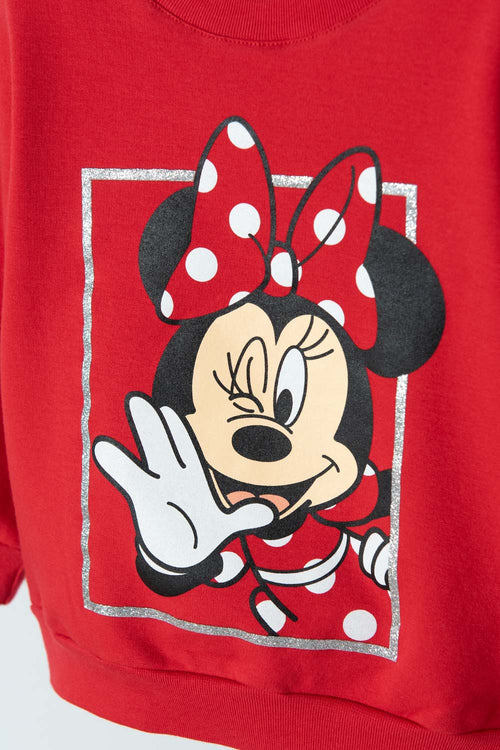 BUZO DE MINNIE MOUSE CERRADO ROJO PARA NIÑA 2T A 5T