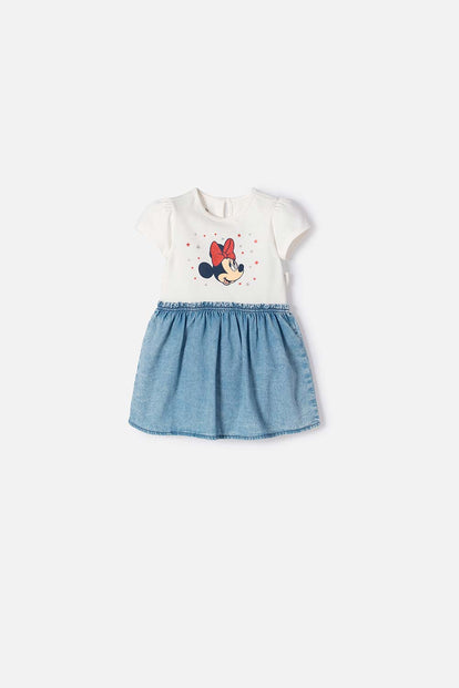 VESTIDO DE MINNIE MOUSE MARFIL PARA BEBÉ NIÑA