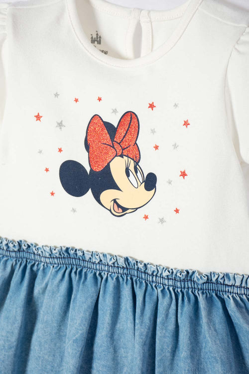 VESTIDO DE MINNIE MOUSE MARFIL PARA BEBÉ NIÑA