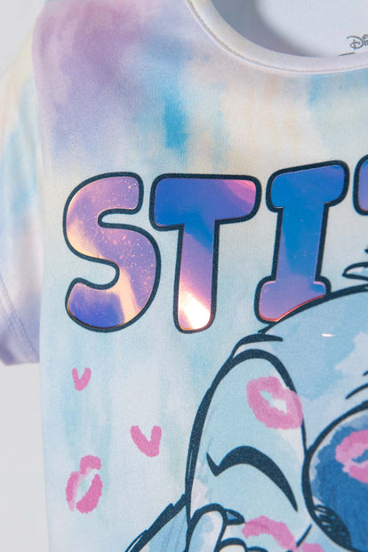 CAMISETA DE STITCH MULTICOLOR MANGA CORTA PARA NIÑA 2T A 5T