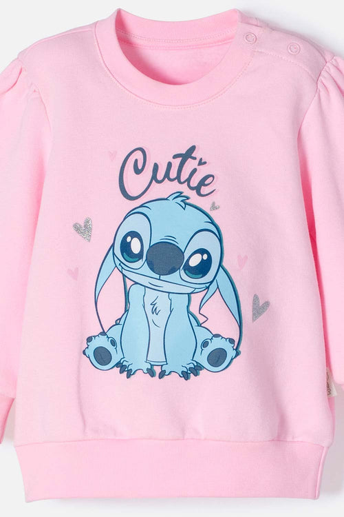 Card slide image -  CONJUNTO DE STITCH CON PANTALÓN ROSADO Y AZUL PARA BEBÉ NIÑA