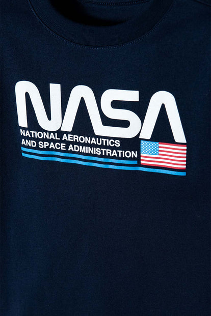  CAMISETA NASA MANGA CORTA AZUL OSCURO PARA NIÑO 2T A 5T