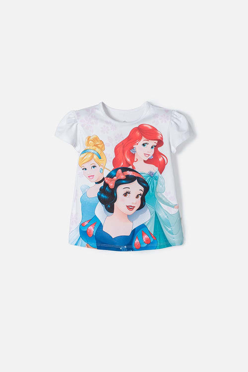 Card slide image -  CAMISETA DE PRINCESAS DISNEY BLANCA MANGA CORTA PARA NIÑA 2T A 5T