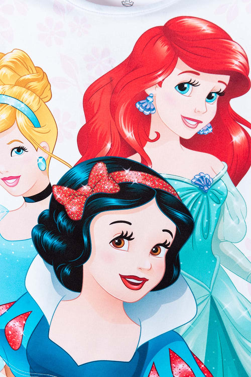 Card slide image -  CAMISETA DE PRINCESAS DISNEY BLANCA MANGA CORTA PARA NIÑA 2T A 5T