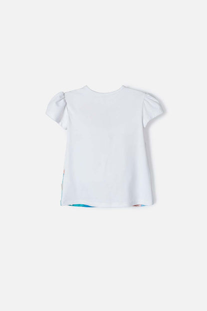 CAMISETA DE PRINCESAS DISNEY BLANCA MANGA CORTA PARA NIÑA 2T A 5T