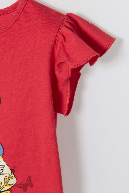 CAMISETA DE BLANCANIEVES ROJA CON BOLERO EN MANGA PARA NIÑA 2T A 5T