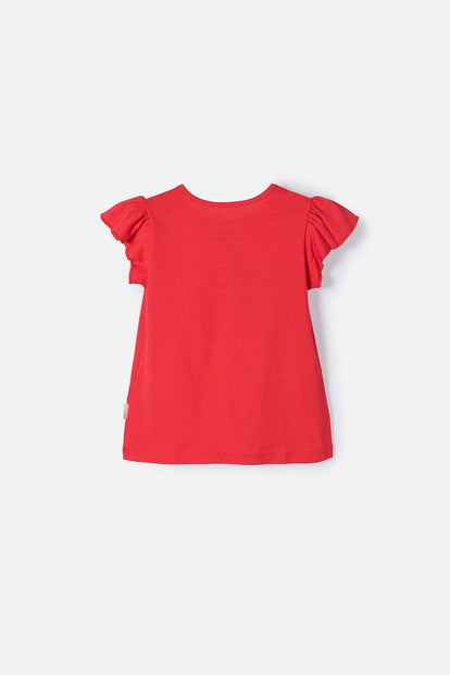 CAMISETA DE BLANCANIEVES ROJA CON BOLERO EN MANGA PARA NIÑA 2T A 5T