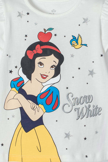  CAMISETA DE BLANCANIEVES MARFIL ESTAMPADA EN FRENTE PARA NIÑA 2T A 5T