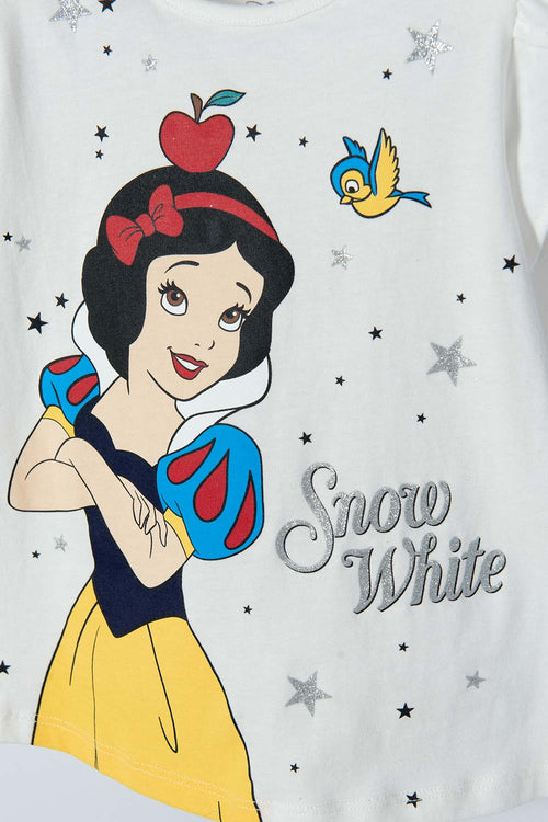 Card slide image -  CAMISETA DE BLANCANIEVES MARFIL ESTAMPADA EN FRENTE PARA NIÑA 2T A 5T