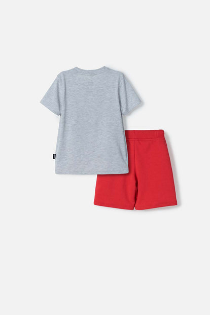 CONJUNTO DE PAW PATROL ROJO Y GRIS JASPE PARA NIÑO 2T A 6T