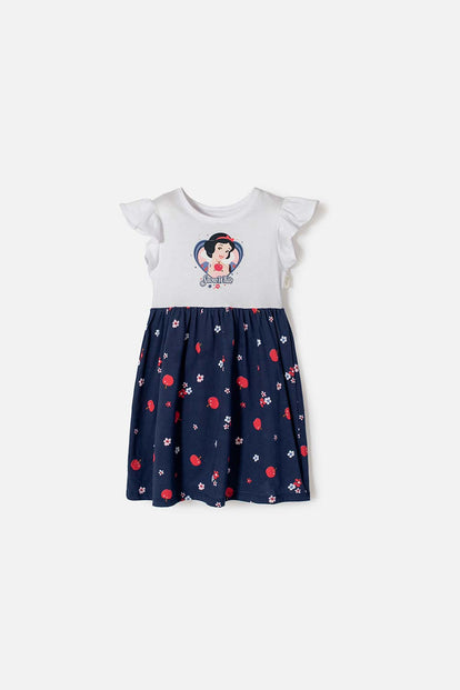  VESTIDO DE BLANCANIEVES BLANCO Y AZUL CON BOLERO EN MANGA PARA NIÑA 2T A 5T