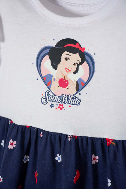  VESTIDO DE BLANCANIEVES BLANCO Y AZUL CON BOLERO EN MANGA PARA NIÑA 2T A 5T