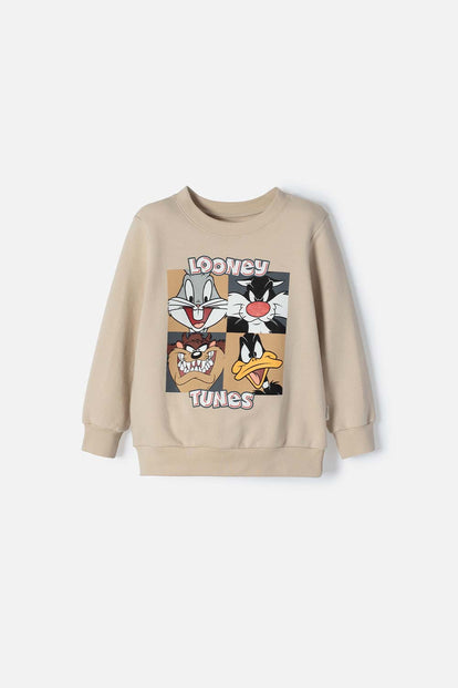  BUZO LOONEY TUNES CERRADO CAQUI PARA NIÑO 2T A 5T