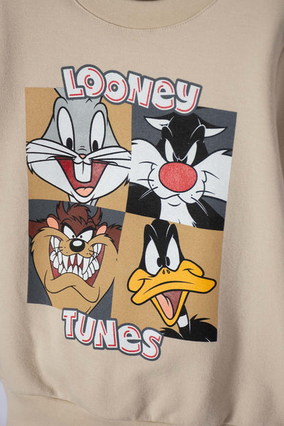 BUZO LOONEY TUNES CERRADO CAQUI PARA NIÑO 2T A 5T